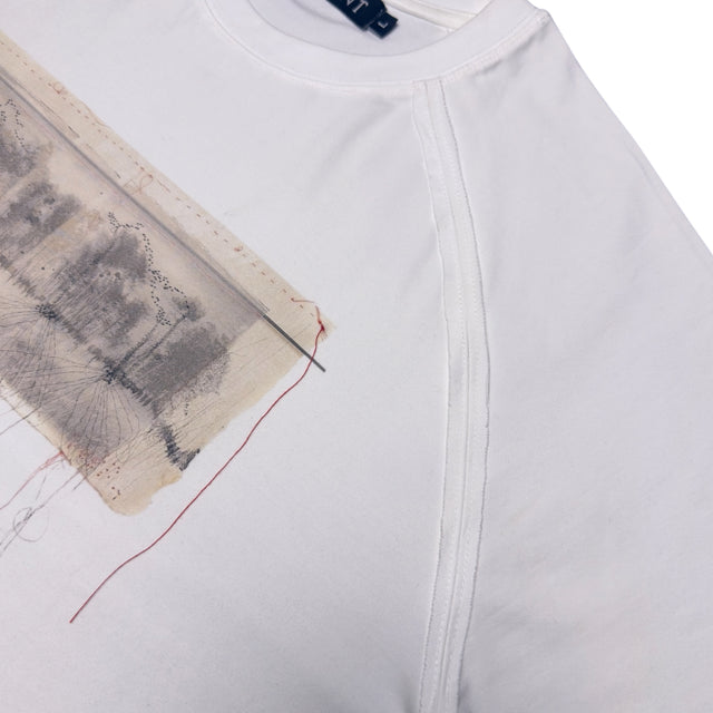 White Raglan 'SUTURE' Tee