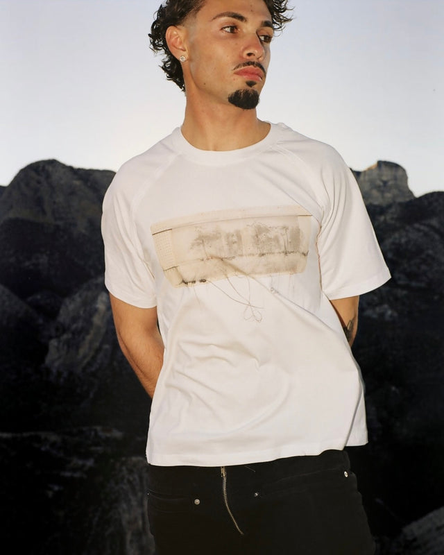 White Raglan 'SUTURE' Tee