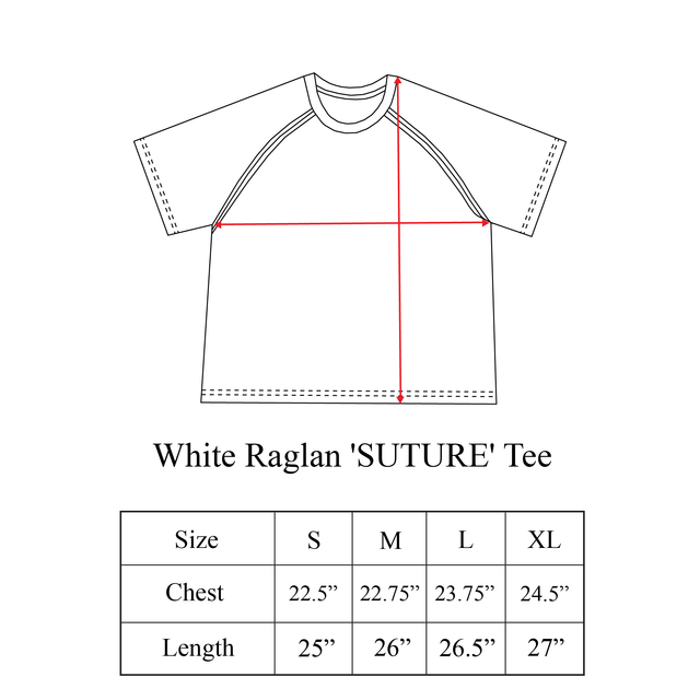 White Raglan 'SUTURE' Tee