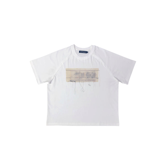 White Raglan 'SUTURE' Tee